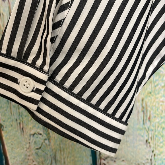 MDS Dark Gray and White Striped Button-Up Dress. size 6 - Picture 5 of 10